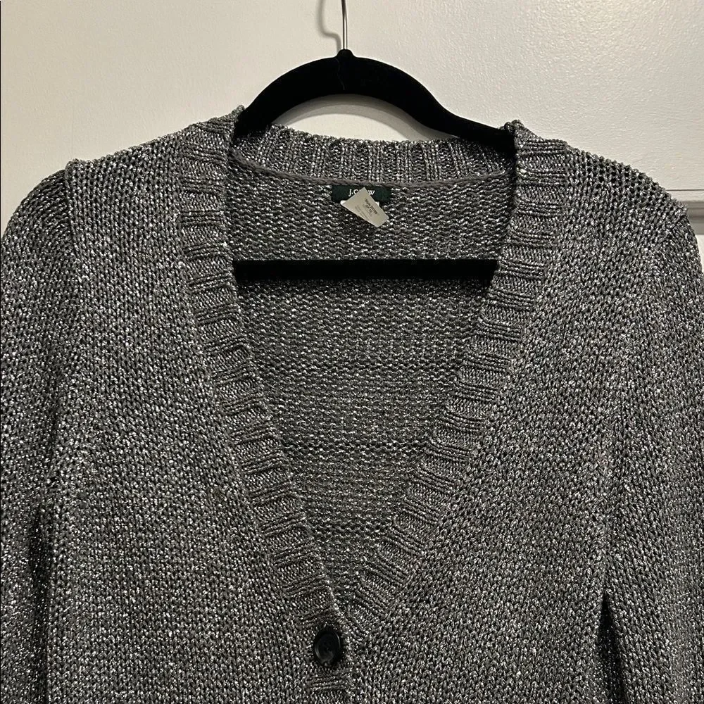 J. Crew Silver Button-Up Cardigan, Size Medium